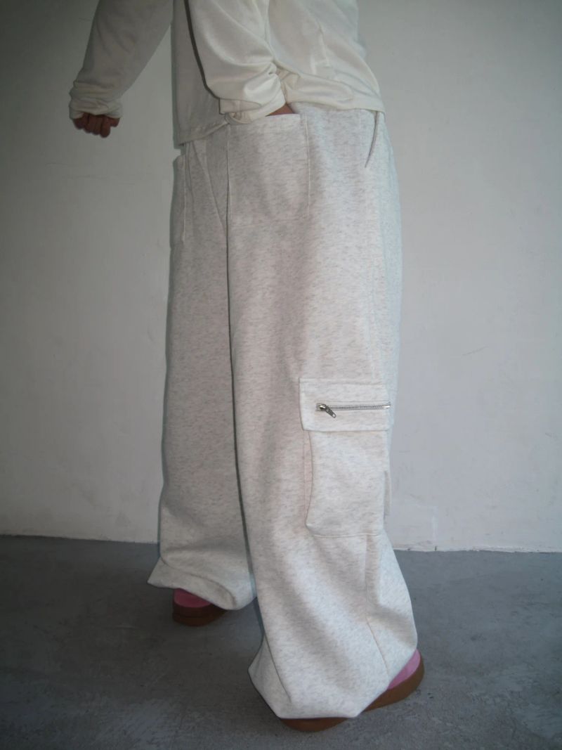 [UNISEX] Zipper Cargo Wide Sweatpants (2 Colors)
