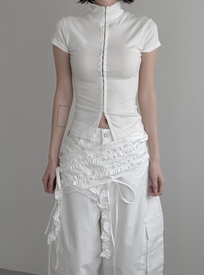 mnem（ムネム）の「Le Mans Hook High-Neck Short Sleeve T-Shirt（Tops）」