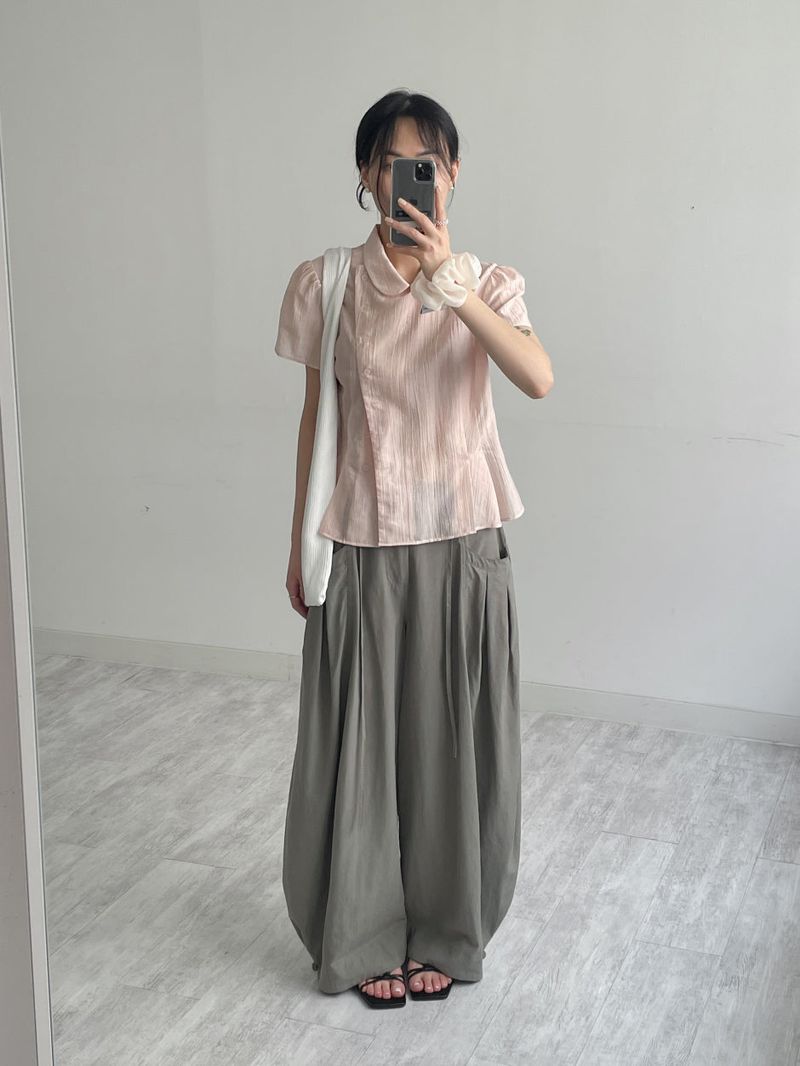 Harbor Unbalanced Short Sleeve Blouse