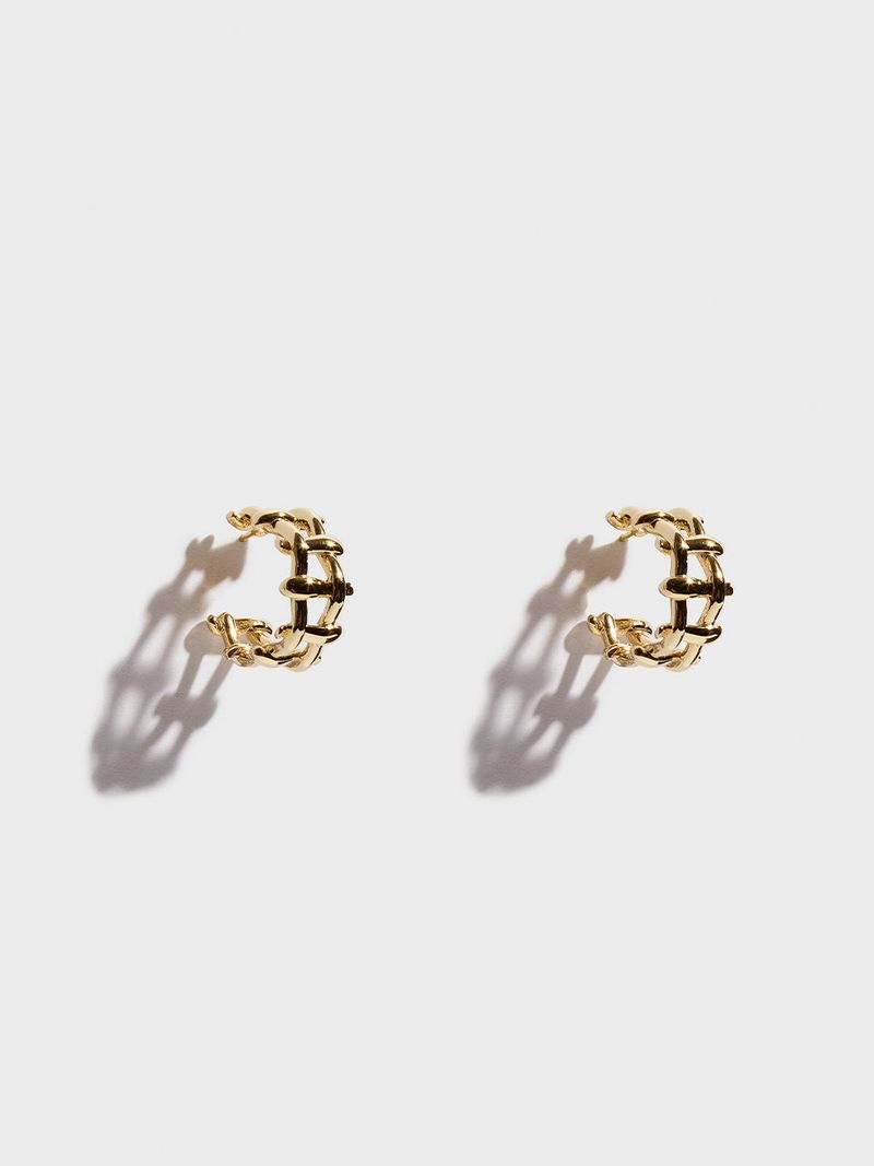 Multi Hash Tag Small Hoop Earrings (Gold)