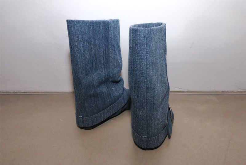 Hug belt boots _Starry blue denim