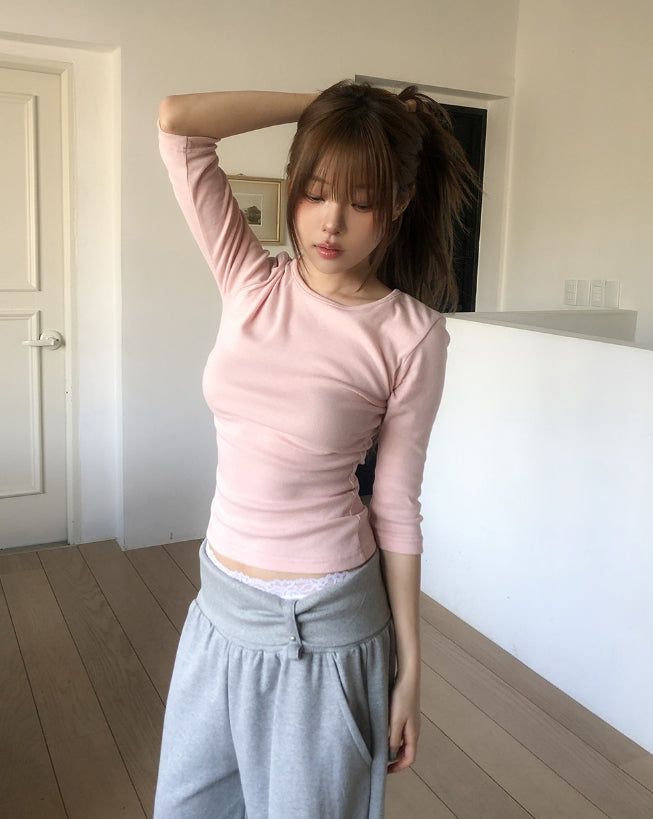 ULAN(ユレン)の「Heez Basic Round Three Quarter Long Sleeve(Tops)」