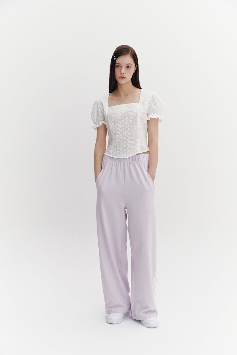 Square Neck Lace Blouse White