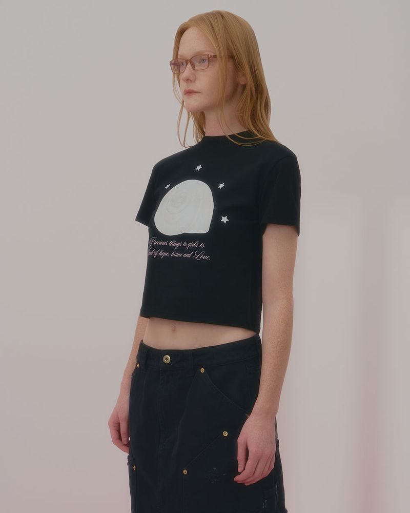 CHARMING SHELL CROP TSHIRT-BLACK