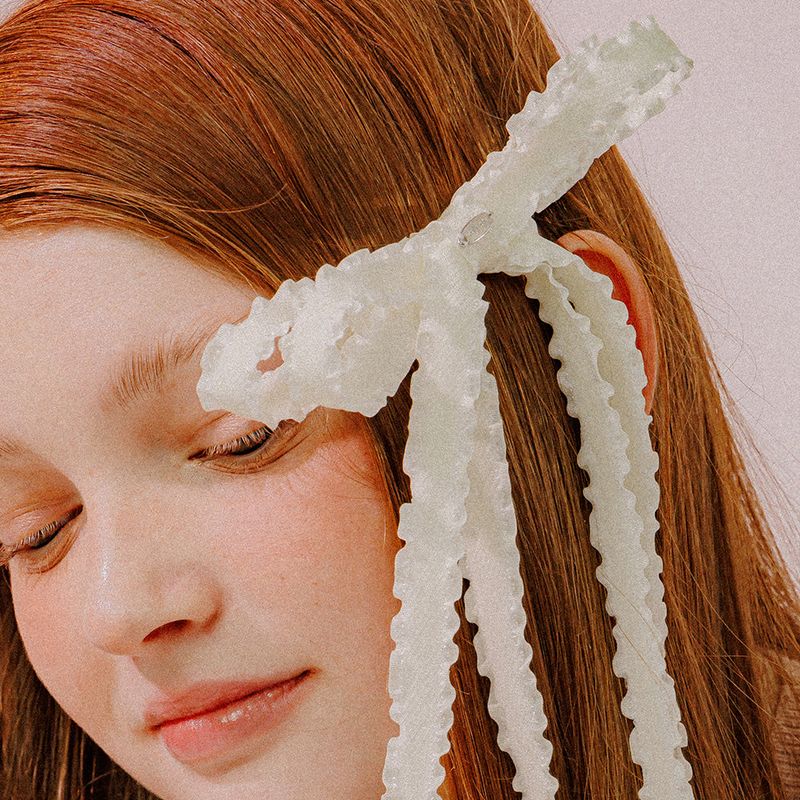 DOUBLE RIBBON HAIR PIN (IVORY)