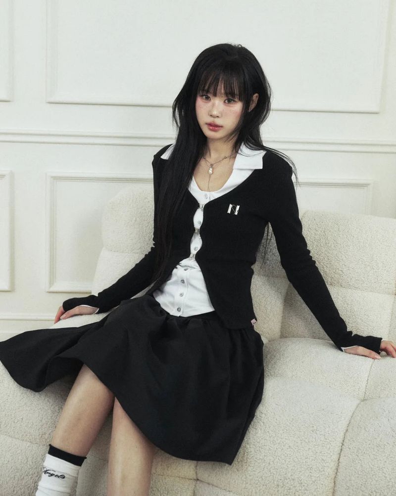 MUMU クラシックボタンミディスカート
