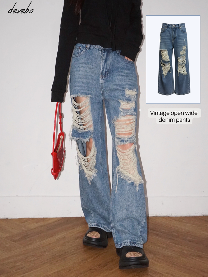 dereborujo（ドレボルゾー）の「Vintage open wide denim pants（Pants）」