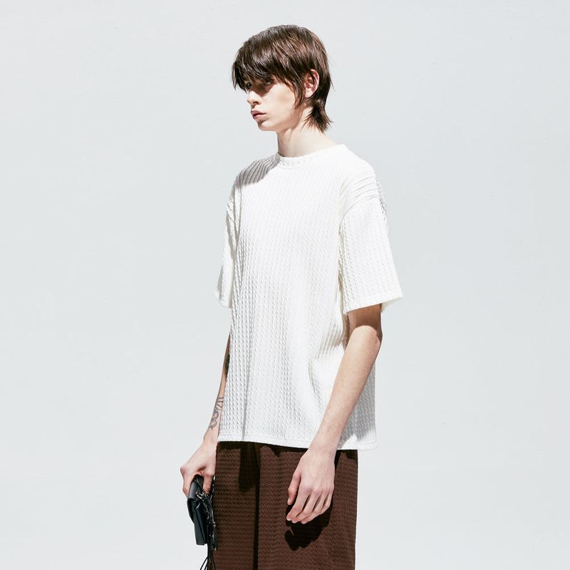 jacquard knit t-shirt ivory