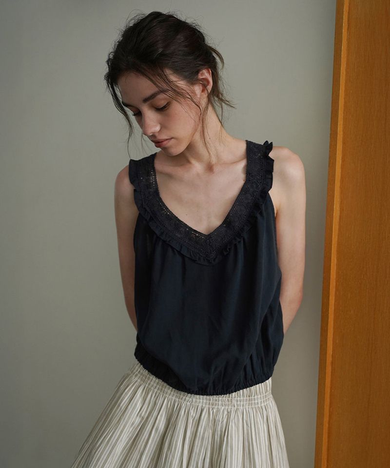 WITHOUTSUMMER（ウィズアウトサマー）の「Bella lace blouse_navy（Tops）」