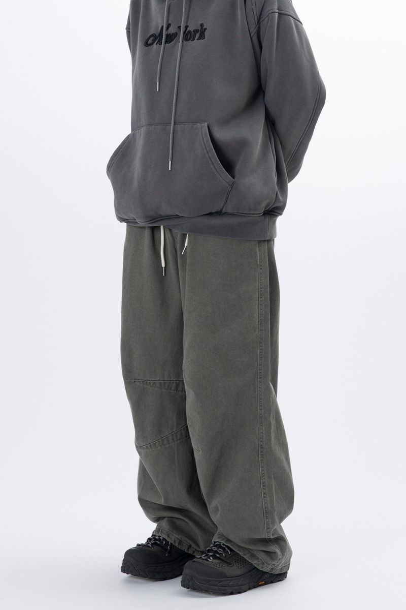Lever Knee Pintuck Washed Cotton Pants