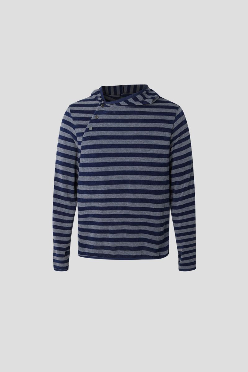 Diagonal button knit hoodie
