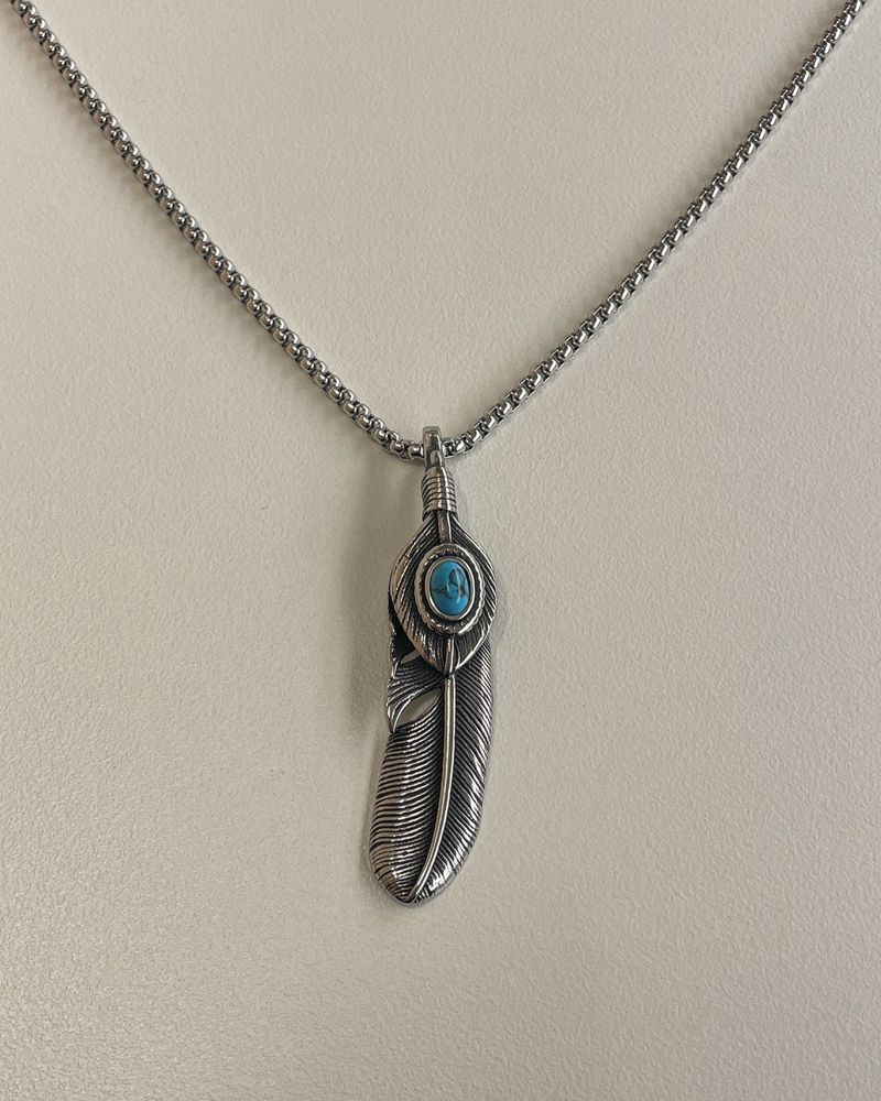 turquoise feather necklace