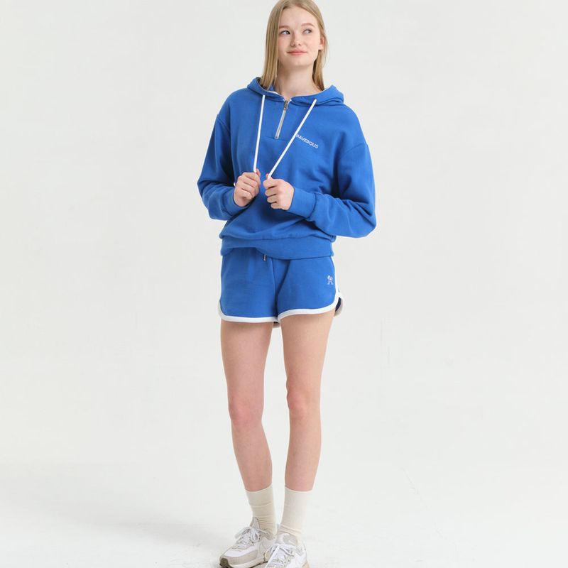 Half Zip-up Hoodie Sweatshirts Blue