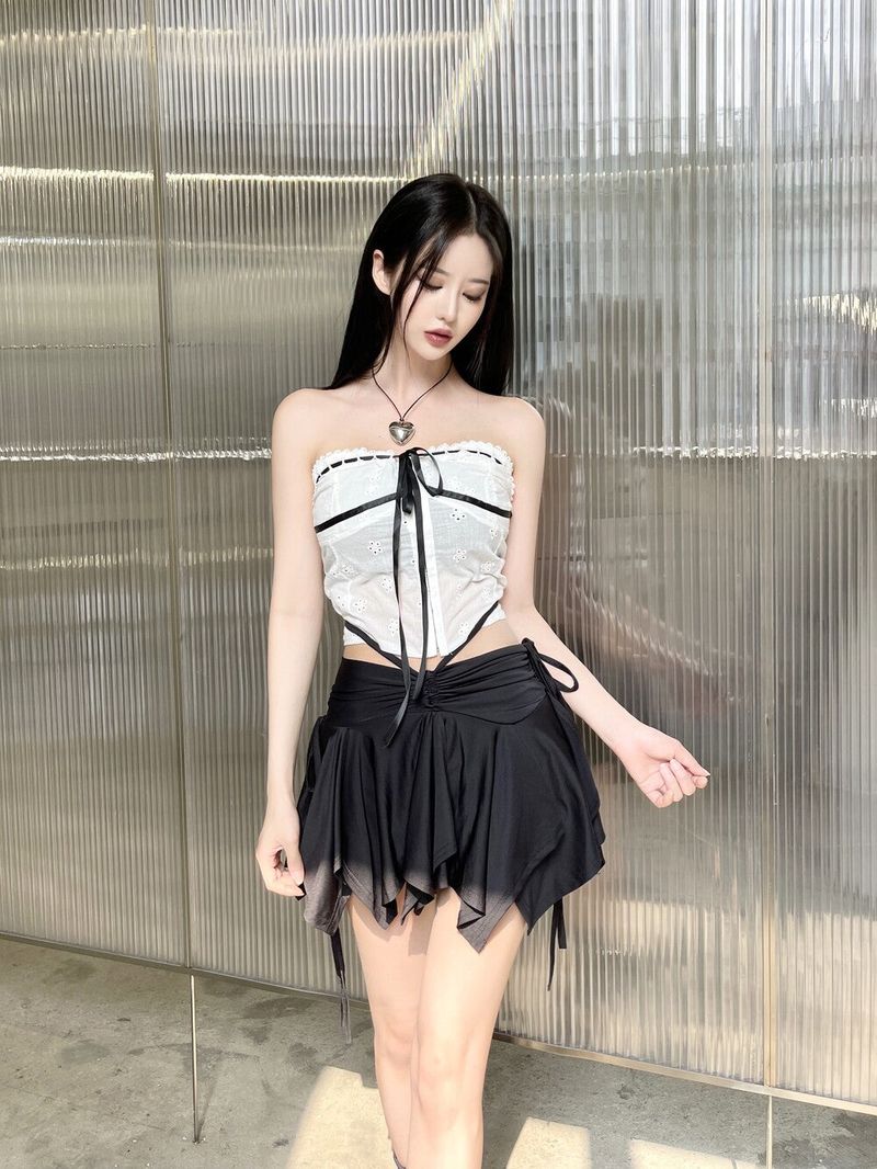 933. Free strap shirring mini sk-pt (2color)