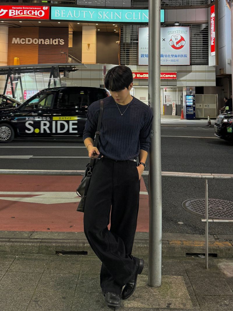 Back pocket dyed barrel denim pants