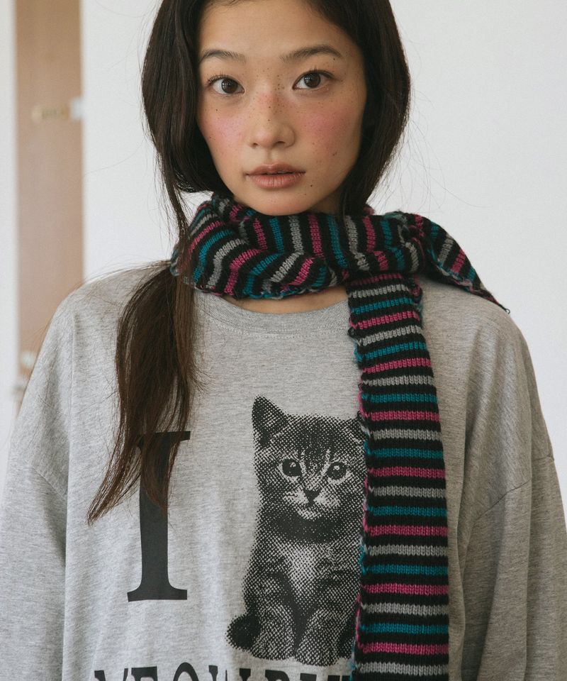 cavish（カビシ）の「I LOVE MEOW PUNK LS TEE GREY(CV2GFFT559A)（Tops）」