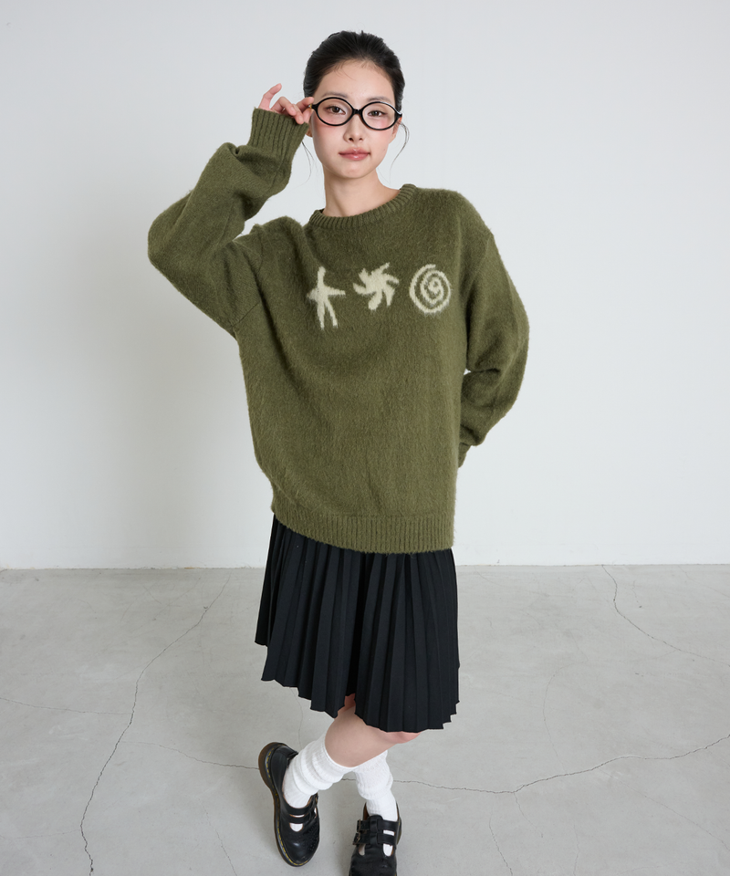 ITZAVIBE（イッザバイブ）の「DOODLE KNIT - KHAKI（Tops）」