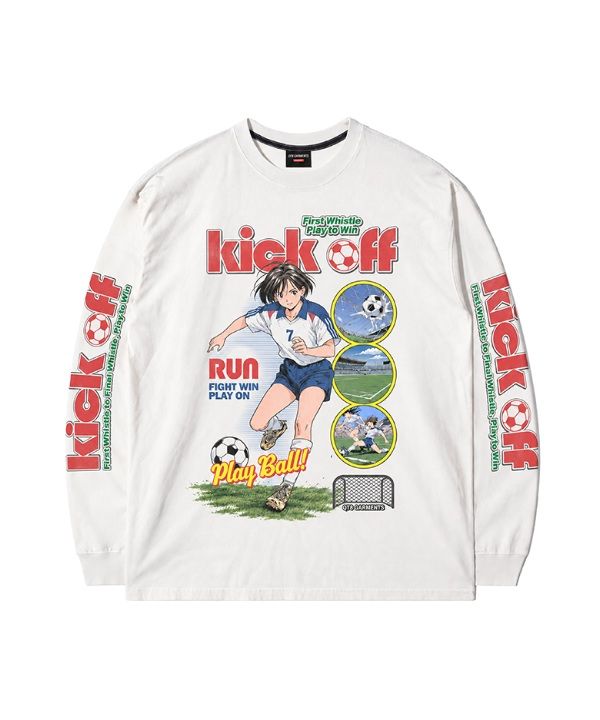 QT8 GARMENTS（キューティーエイトガーメント）の「MF キックオフ ウォッシュド ロングスリーブ (Ivory)（トップス）」