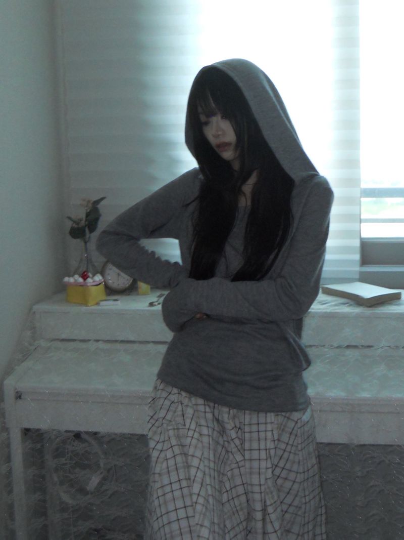 unbal slit hoodie
