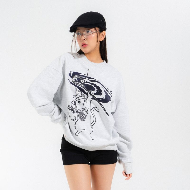 SUMMON CAT SWEATSHIRTS-LIGHT MELANGE