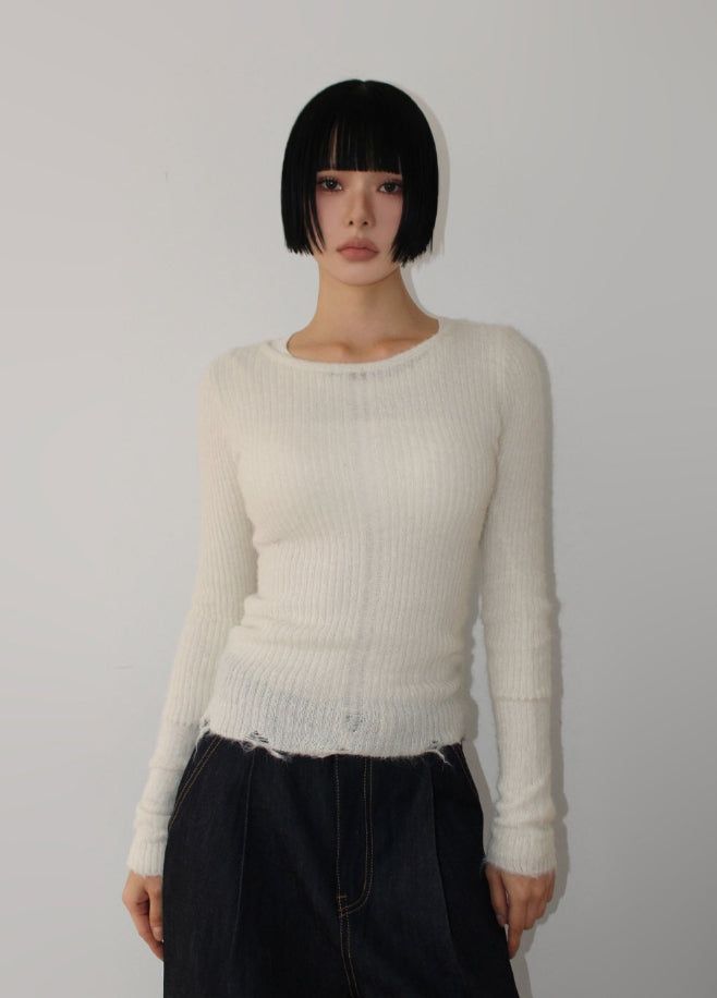 AAKE（アケ）の「(WOOL) ROUGH DAMAGE KNIT（Tops）」