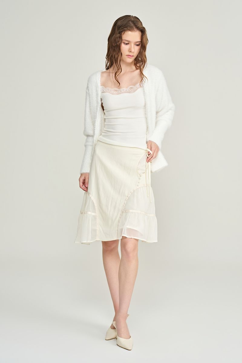 Rose terrace ruffle skirt, Ivory