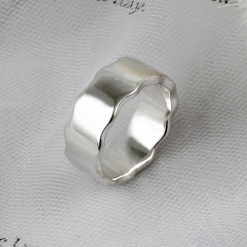 SVR-624 Silver 92.5 Wide Round Wave Flat Silver Ring
