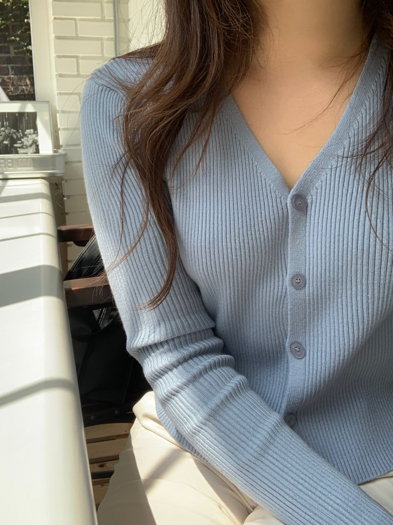 Milk Soft V neck Ribbed Cardigan