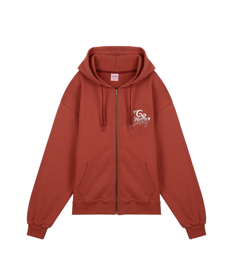 ITZAVIBE（イッザバイブ）の「GO HOME SOCIETY HOODIE ZIP UP - RED（Tops）」