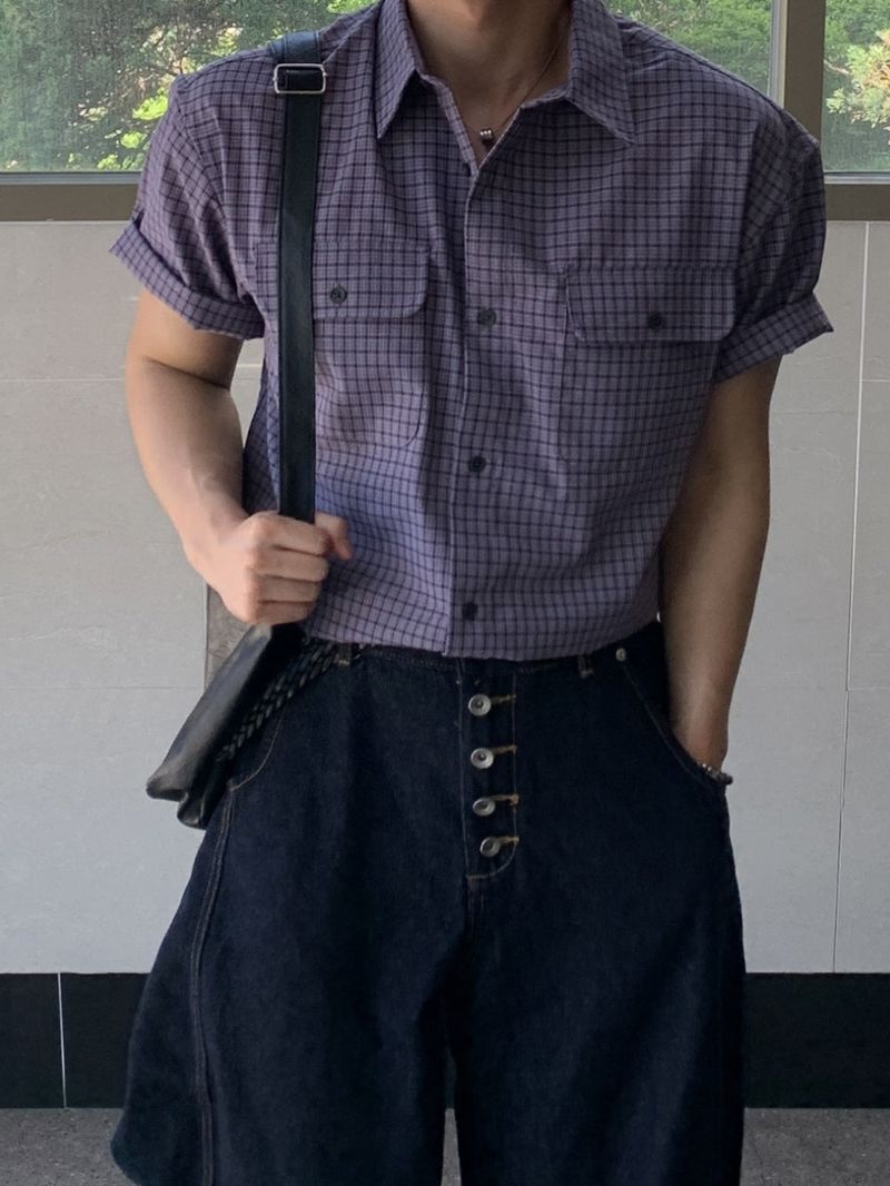 Eches Crop Check Short Sleeve Shirt
