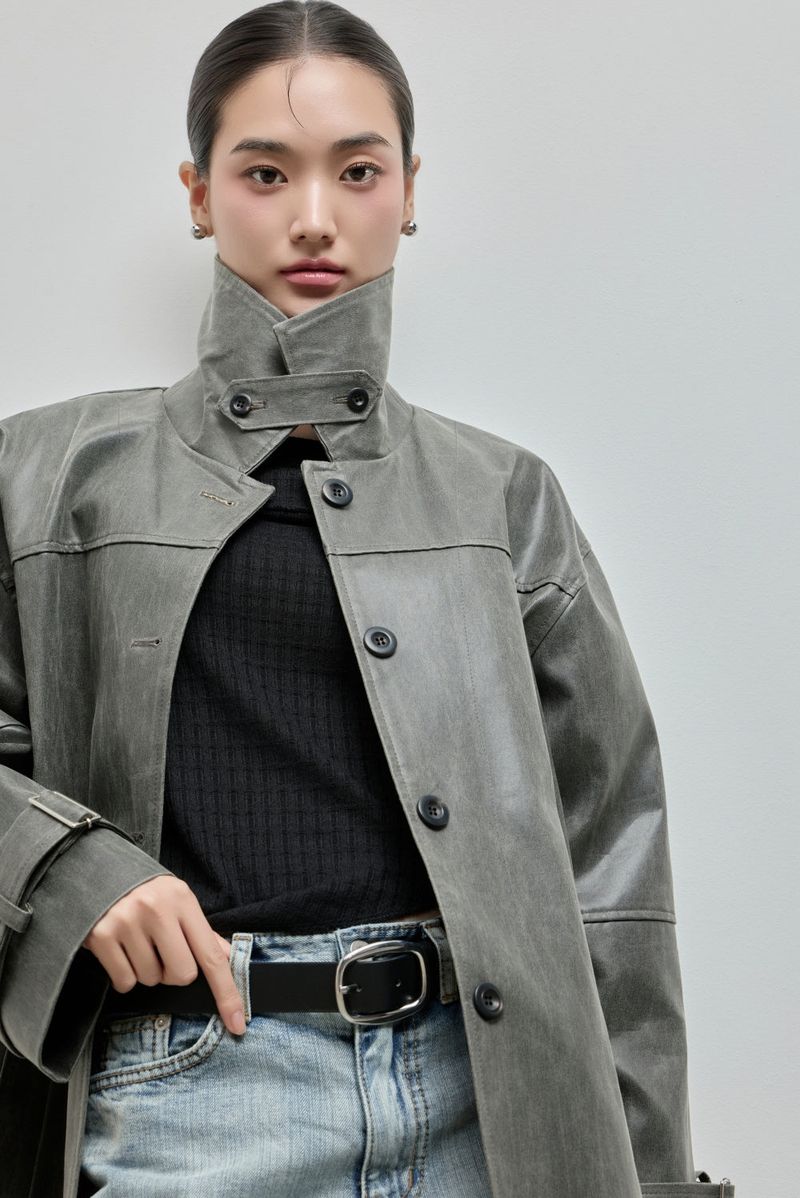 Vintage Leather Half Coat