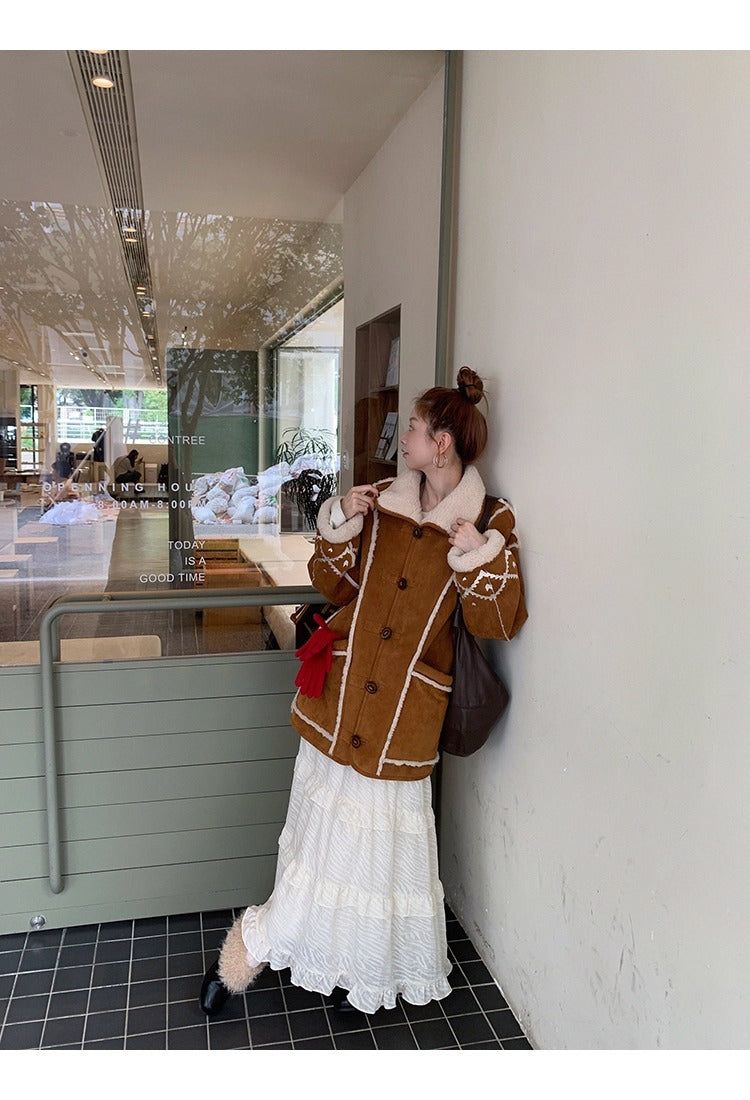 Camel suede oversized fit coat