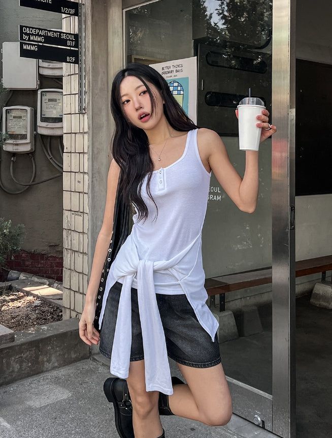 ULAN（ユレン）の「Tian snap layered wrap sleeveless（Tops）」