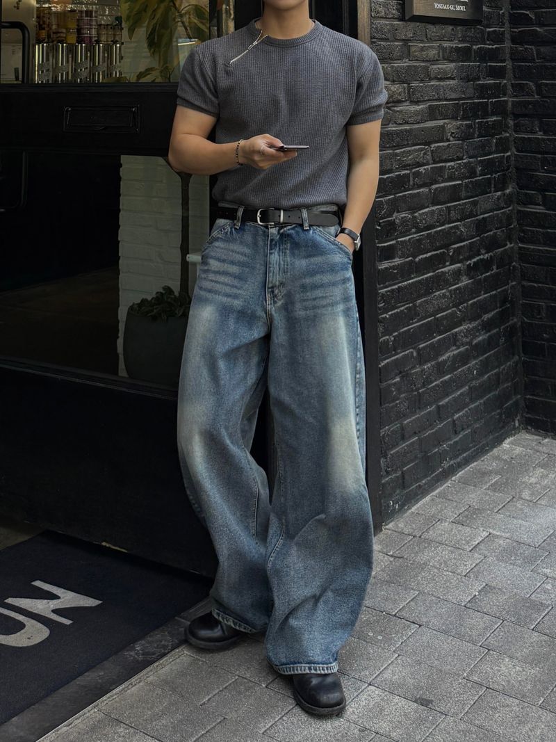 Lead waffle zipper short sleeve tee