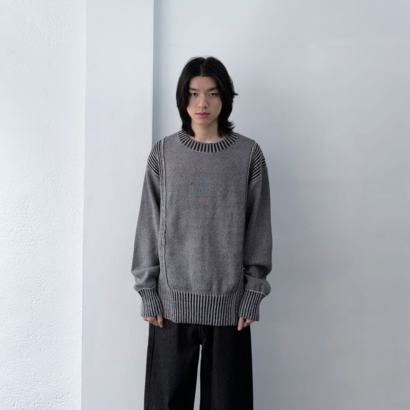 FADE MEET（フェードミート）の「Asymmetric Rib-Panel Knit（Tops）」