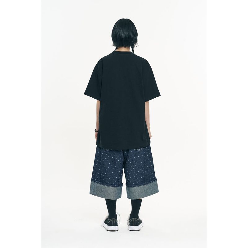 Check Applique Patch Short Sleeve - Black