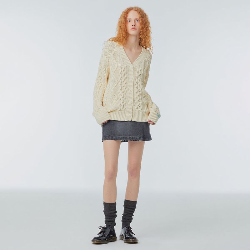 Wrap-front denim mini skirt