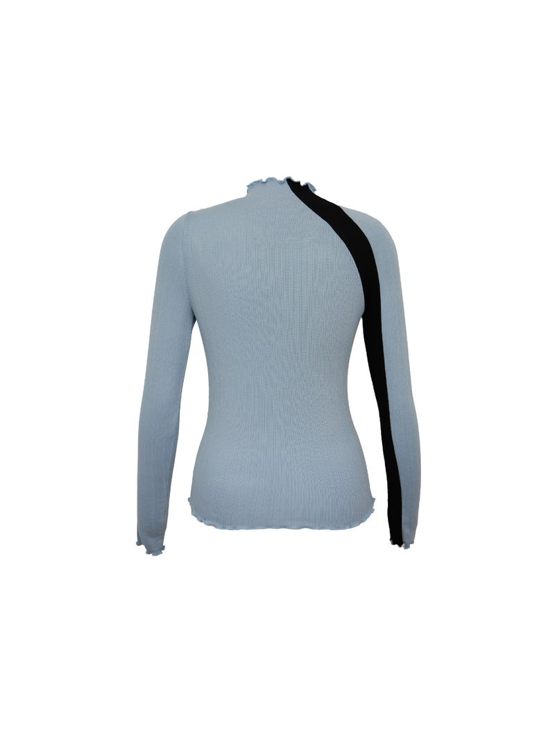 FLOWER EMBROIDERY TWO TONE LONG SLEEVE (2 COLOR)