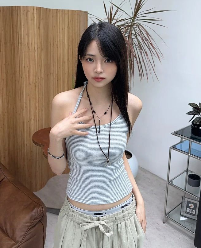 SATIIIZ(サティーズ)の「Para stripe halter sleeveless(Tops)」