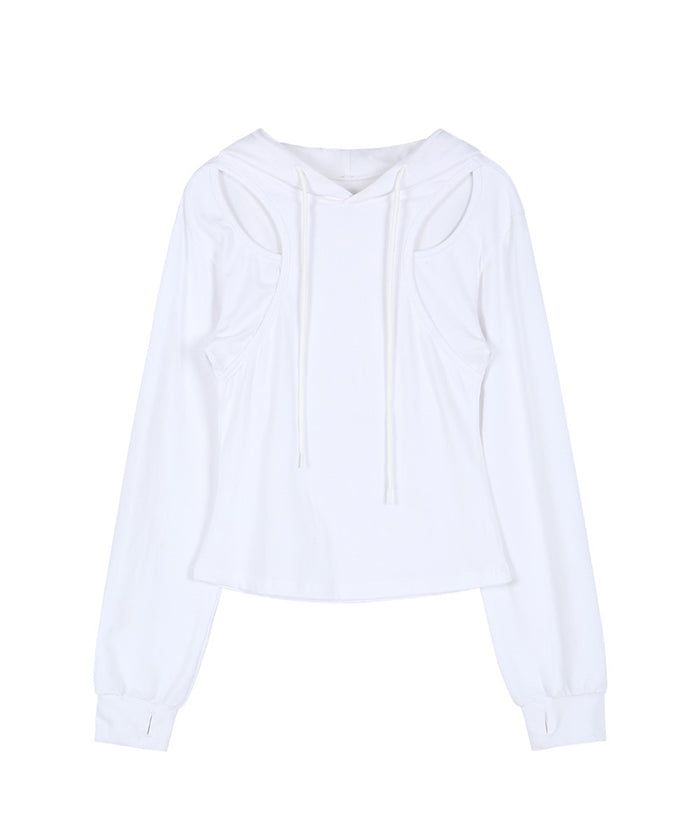 Cut Out Slim Hoodie (WHITE)