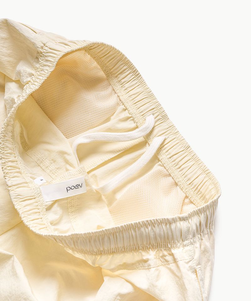 Shirring Nylon Straight Pants - Lemon
