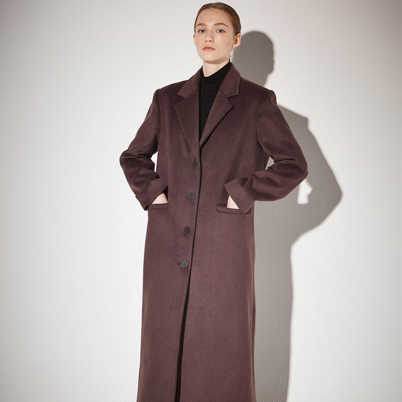 Single breasted tailored coat brown