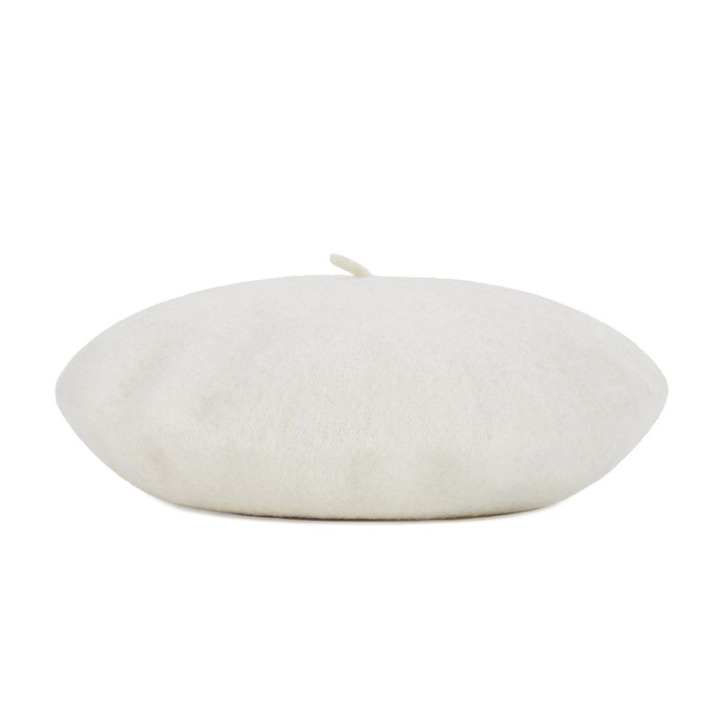 VARZAR Cursive Logo Wool Beret / Ivory