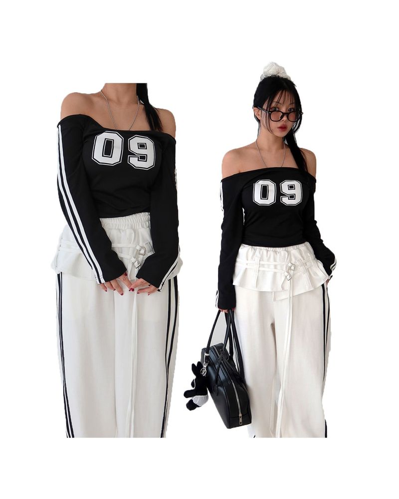 Delight-J(ディライトジェイ)の「09 Track Off-Shoulder T-shirt(Tops)」
