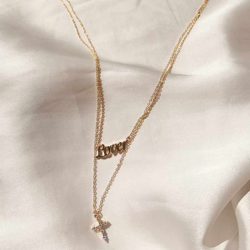 1990's Lover and Cross Necklace
