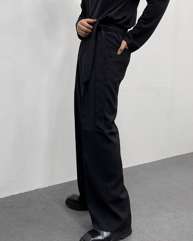 FL Belted Side Banding Wide Slacks (4 colors)