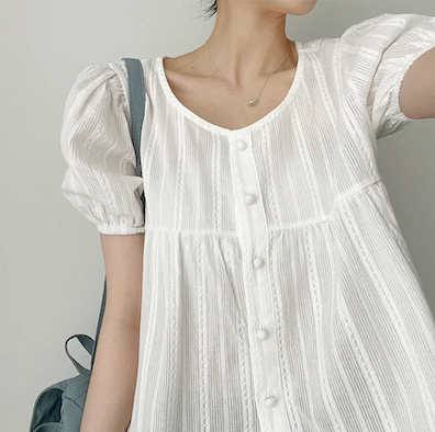 Bert Puff Sleeve Short Sleeve Blouse