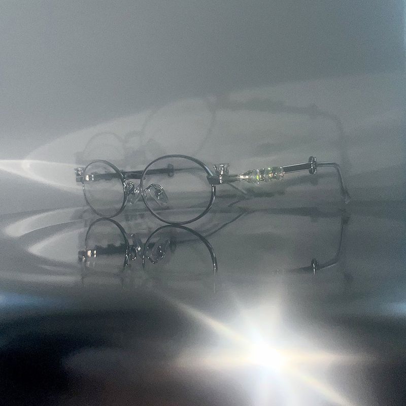 Kilber Side Cubic Round Silver-rimmed Glasses