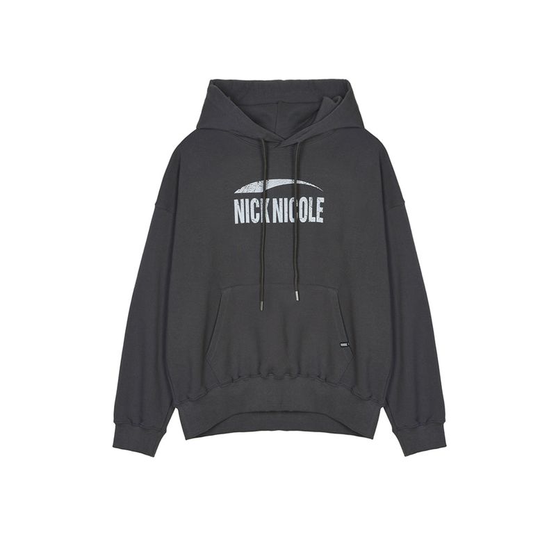 NICK&NICOLE(ニック&ニコール)の「NICOLE VINTAGE CRACK LOGO HOODY_CHARCOAL WHITE(Tops)」