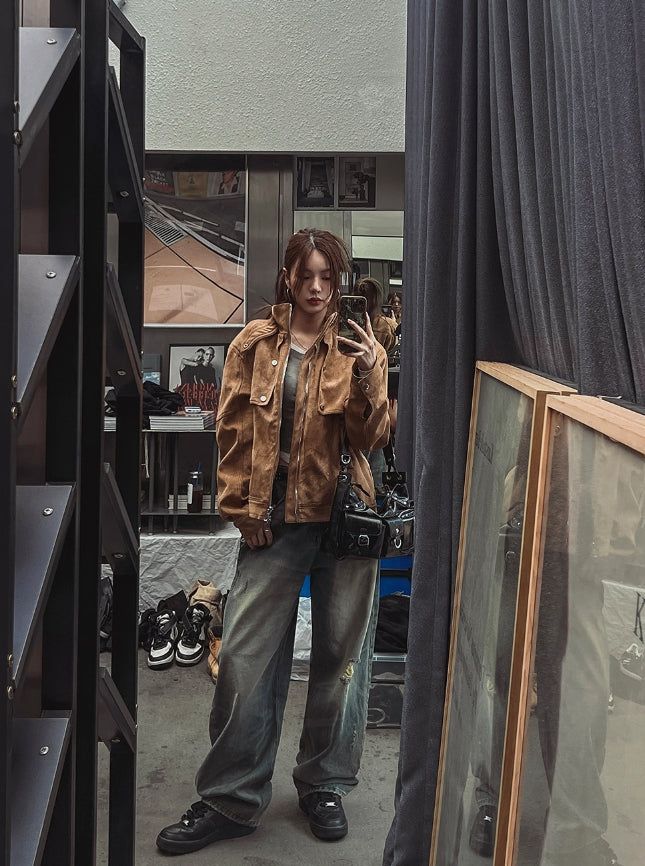 Ati two way stitch suede jacket
